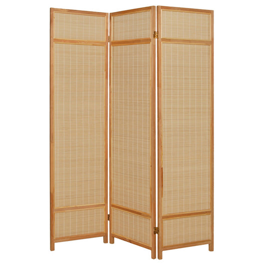 Natural Brown Bamboo Three Panel Room Divider Screen-0