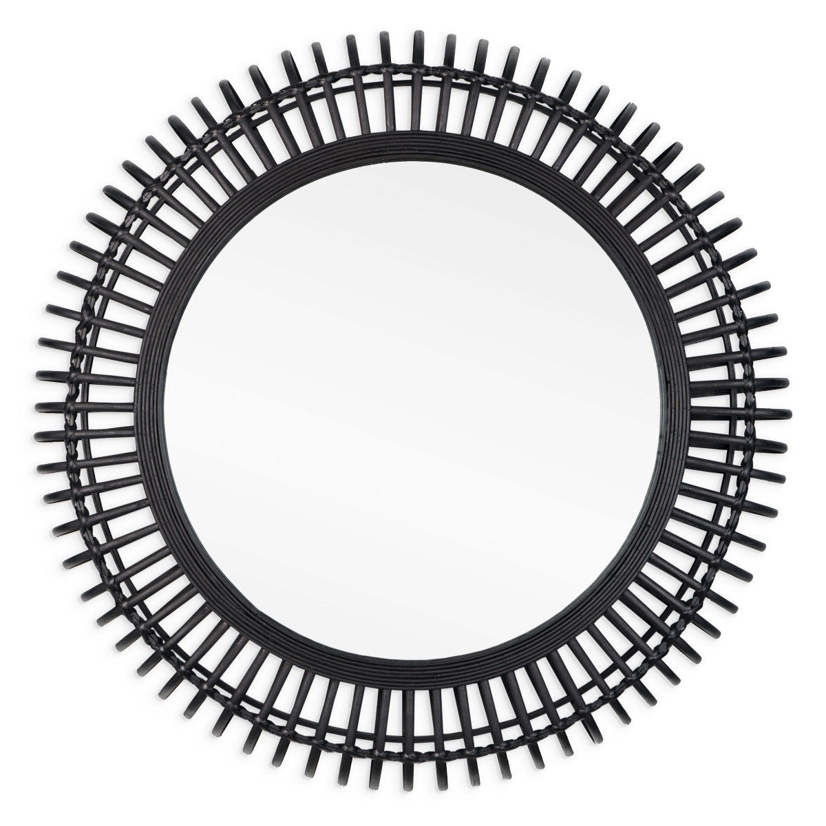 31" Black Bamboo Pierced Round Accent Mirror-2