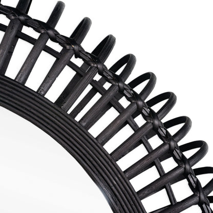 31" Black Bamboo Pierced Round Accent Mirror-4