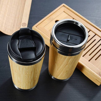 Leakproof Bamboo Travel Mug | 14oz Thermal Insulating Eco Coffee Cup-2