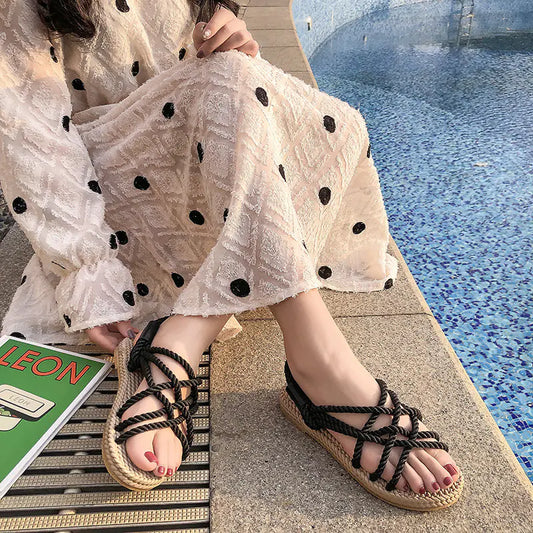 Flat Hemp Rope Casual Beach Sandals
