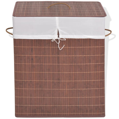 vidaXL Collapsible Laundry Basket Dirty Clothes Hamper Laundry Bin Bamboo-0