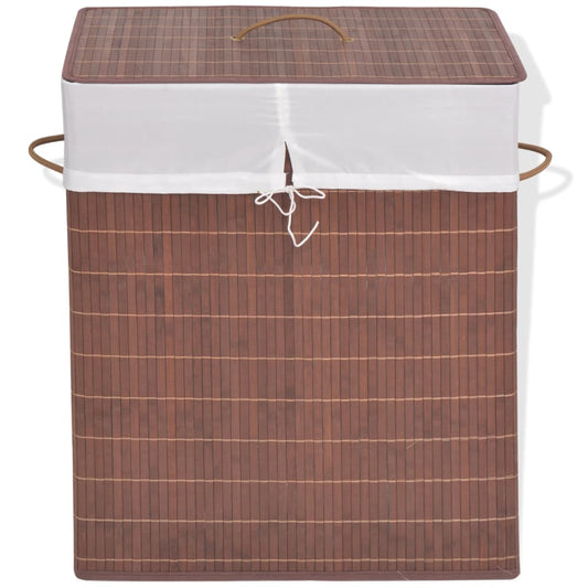 vidaXL Collapsible Laundry Basket Dirty Clothes Hamper Laundry Bin Bamboo-0