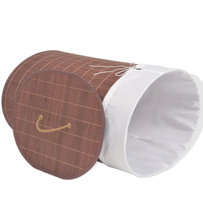 vidaXL Collapsible Laundry Basket Dirty Clothes Hamper Laundry Bin Bamboo-1