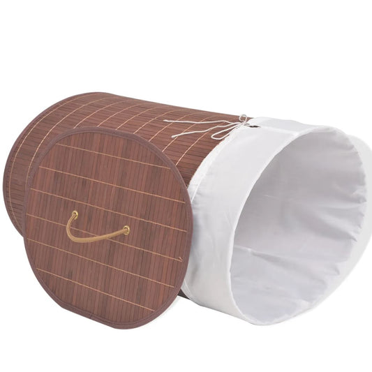 vidaXL Collapsible Laundry Basket Dirty Clothes Hamper Laundry Bin Bamboo-1