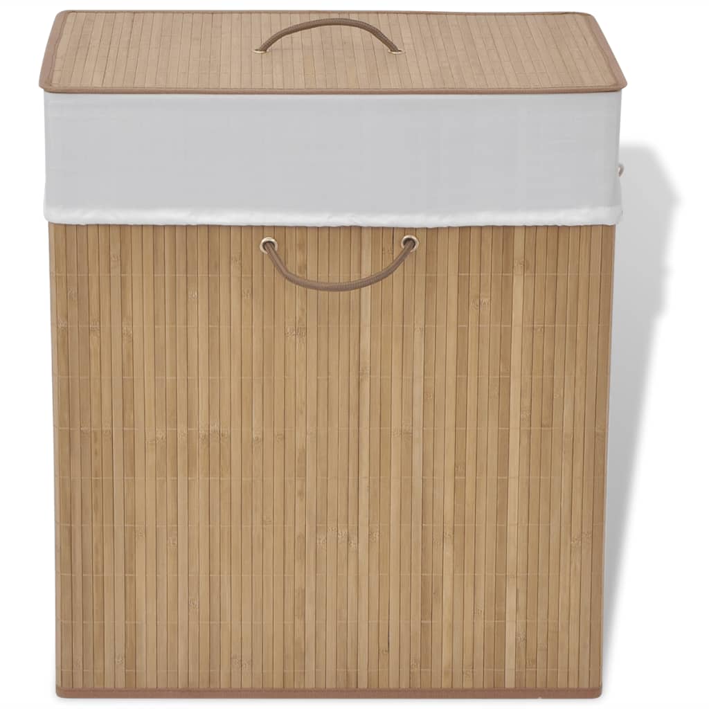 vidaXL Collapsible Laundry Basket Dirty Clothes Hamper Laundry Bin Bamboo-4
