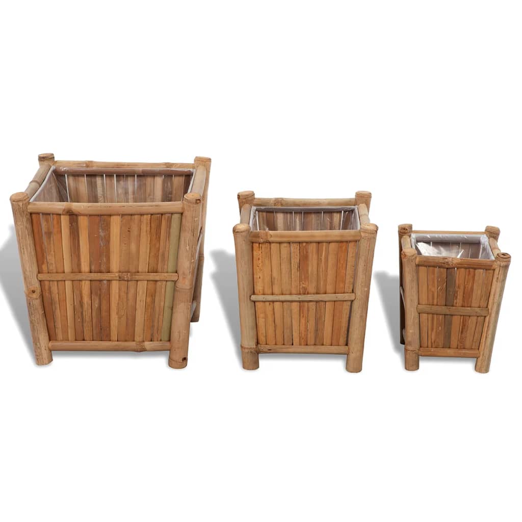 vidaXL Raised Bed Set 3 Pieces Bamboo with Nylon Lining-1
