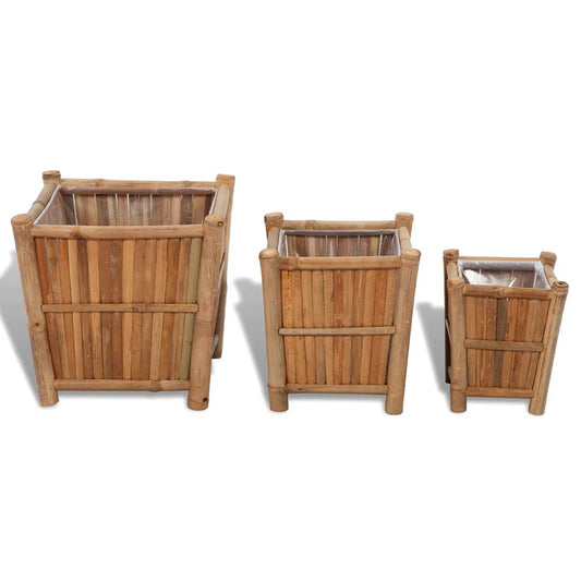 vidaXL Raised Bed Set 3 Pieces Bamboo with Nylon Lining-1