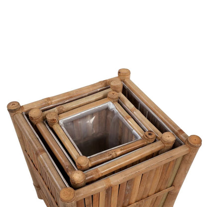 vidaXL Raised Bed Set 3 Pieces Bamboo with Nylon Lining-3