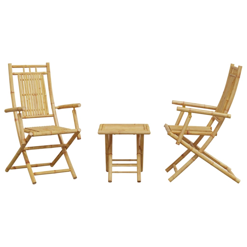 vidaXL 3 Piece Bistro Set Bamboo-4