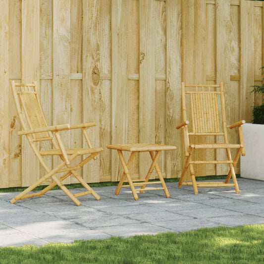vidaXL 3 Piece Bistro Set Bamboo-0