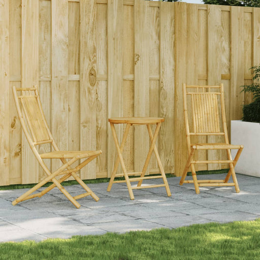 vidaXL 3 Piece Bistro Set Bamboo-0