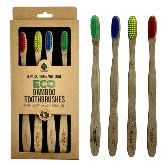 100% Natural Eco Bamboo Toothbrushes (4 pack)-0