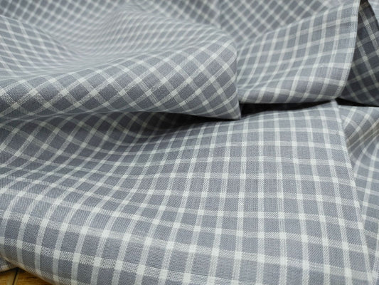Grey & White Checked Hemp Fabric | Organic | 170gsm | 147cm Wide-0