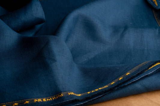 Midnight Blue Hemp Fabric | 170gsm | Curtain Fabric | Apparel Fabric | By The Metre-1