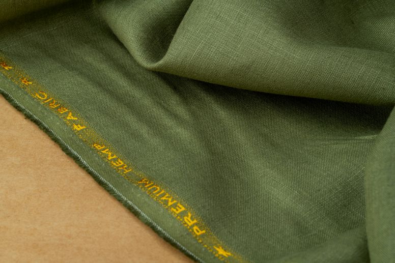Olive Green Hemp Fabric | 147cm Wide | 170gsm | Curtains & Clothing | By The Metre-3