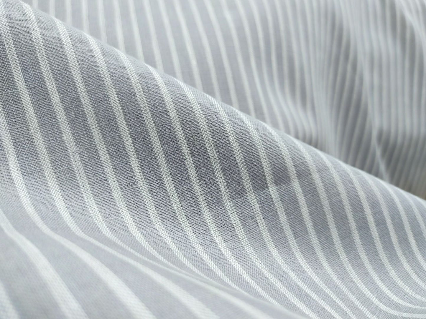 Grey & White Striped Hemp Fabric | Organic | 170gsm | 147cm Wide | GOTS Certified-0