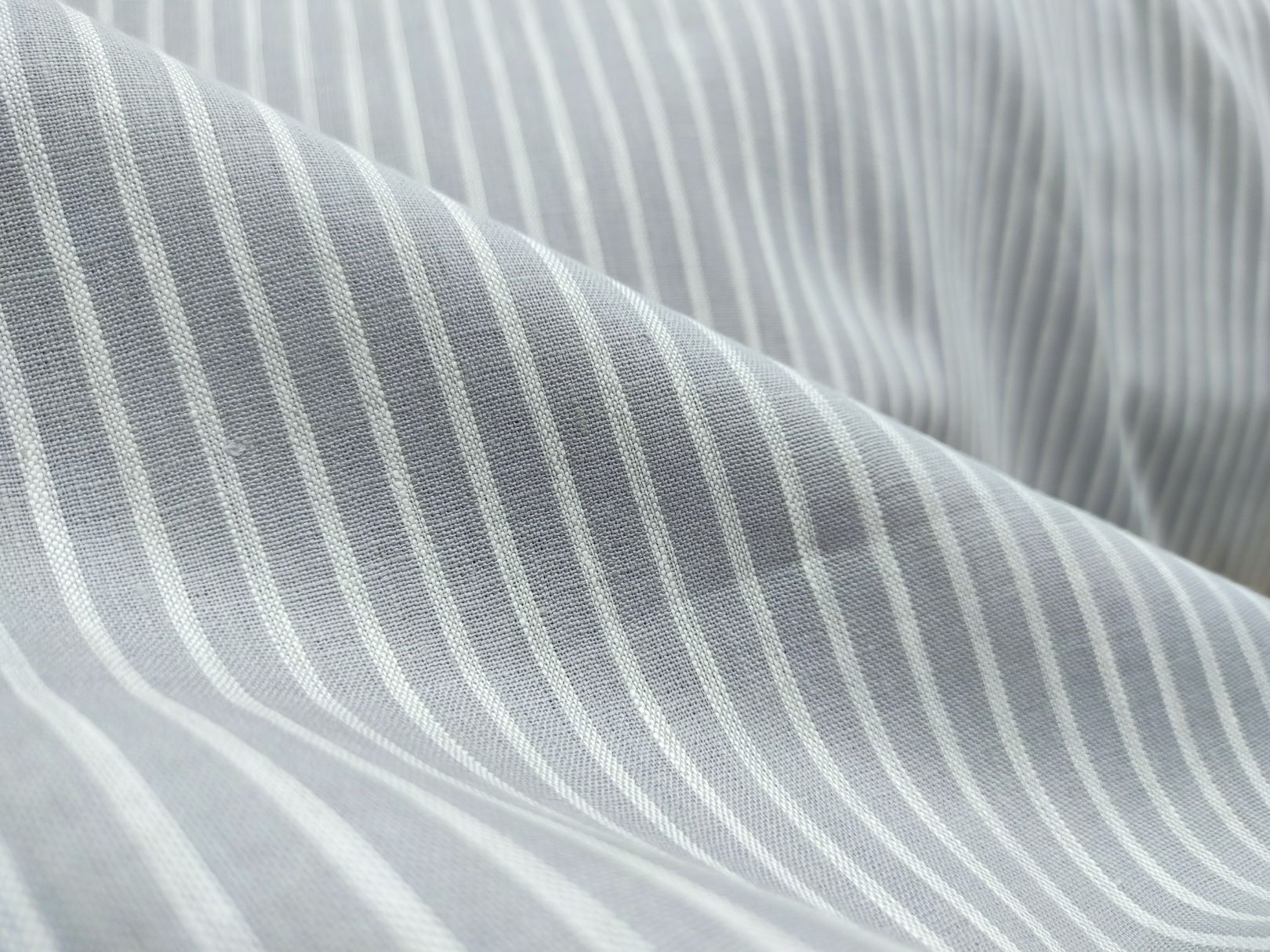 Grey & White Striped Hemp Fabric | Organic | 170gsm | 147cm Wide | GOTS Certified-0