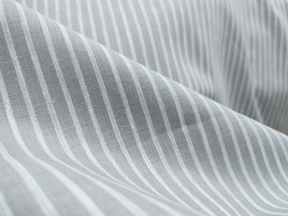 Grey & White Striped Hemp Fabric | Organic | 170gsm | 147cm Wide | GOTS Certified-0