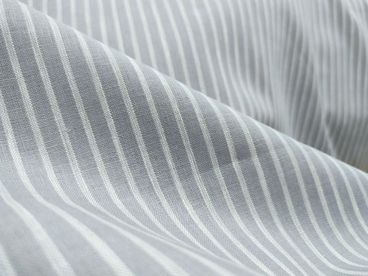 Grey & White Striped Hemp Fabric | Organic | 170gsm | 147cm Wide | GOTS Certified-0