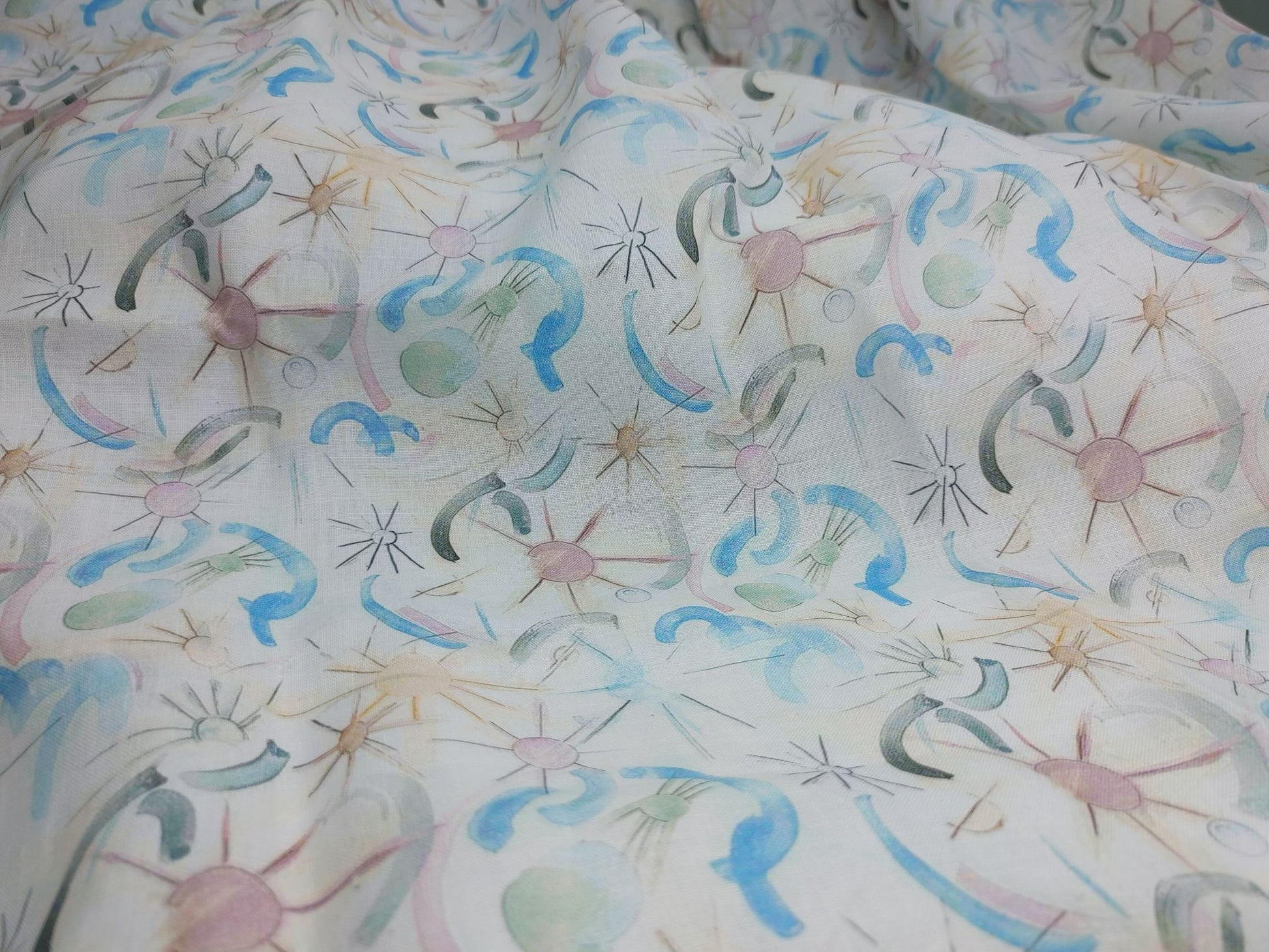 Celestial Print Hemp Fabric | Organic | 145gsm | 147cm Wide | GOTS Certified-2
