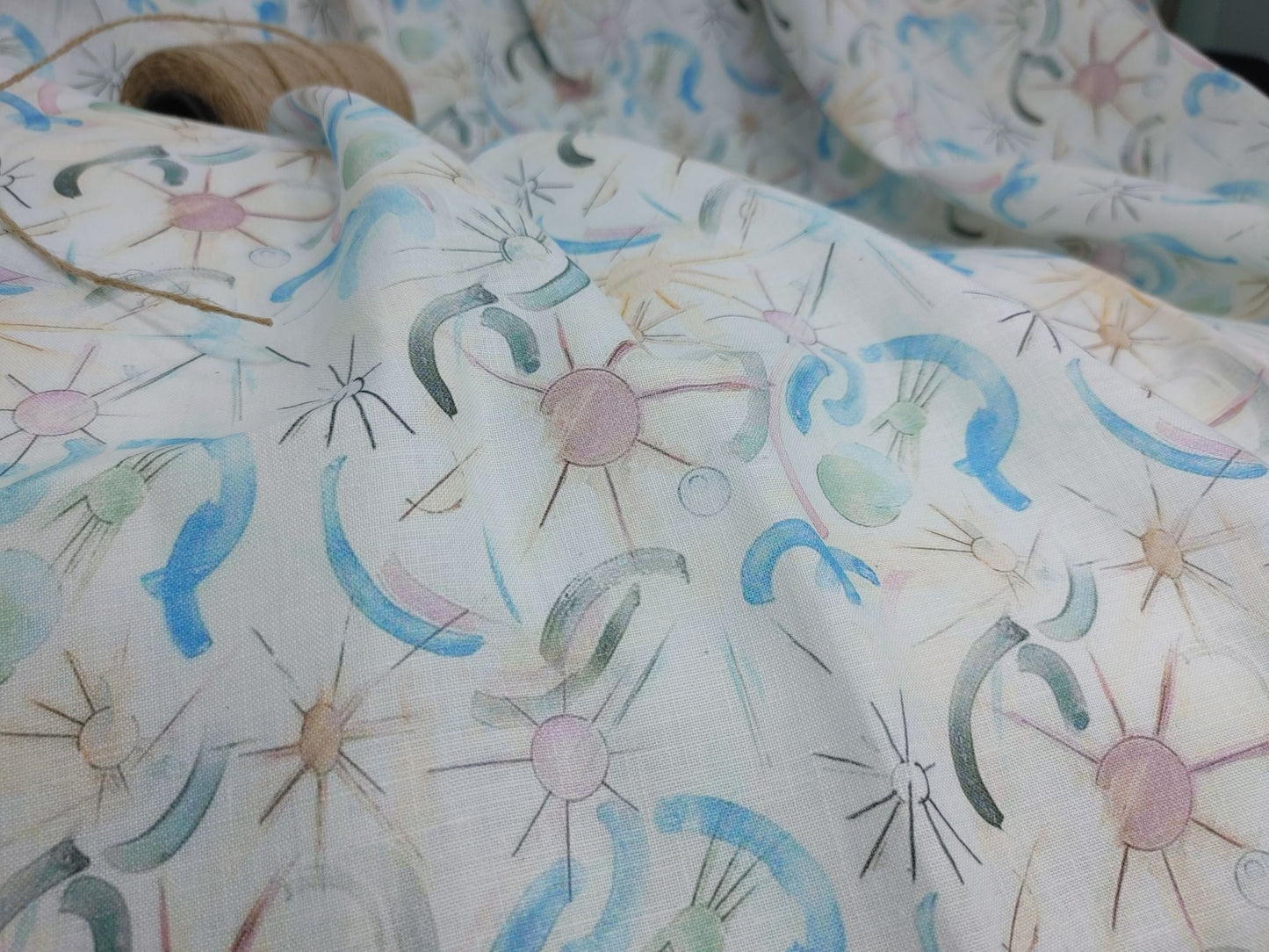 Celestial Print Hemp Fabric | Organic | 145gsm | 147cm Wide | GOTS Certified-1