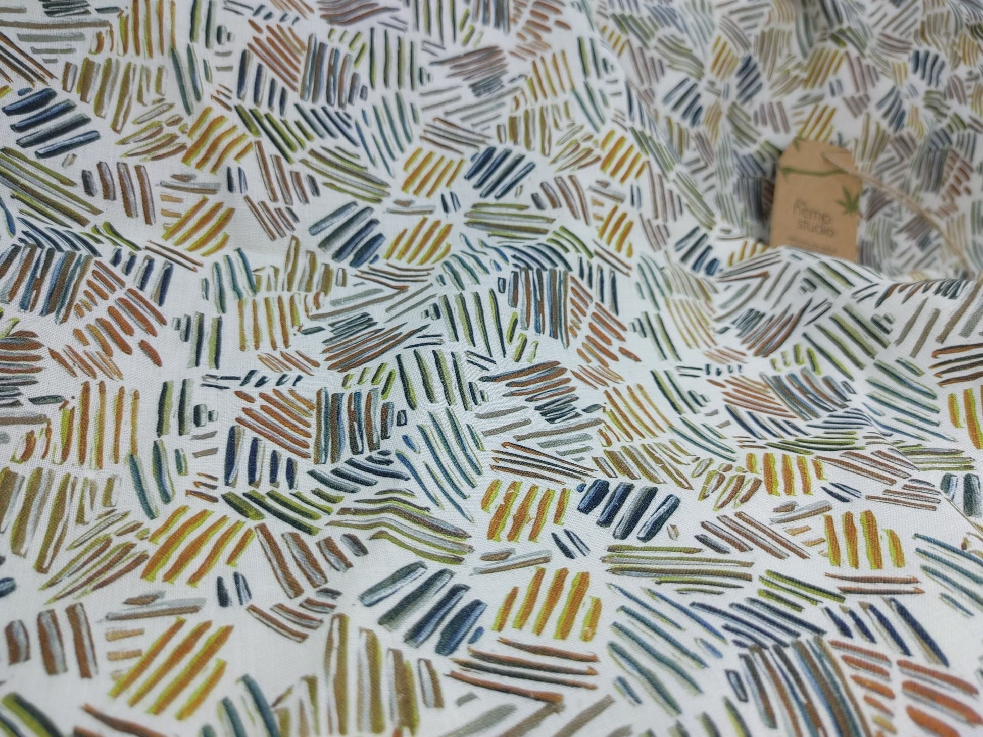 Abstract Print Hemp Fabric | Organic | 145gsm | 147cm Wide | GOTS Certified-3