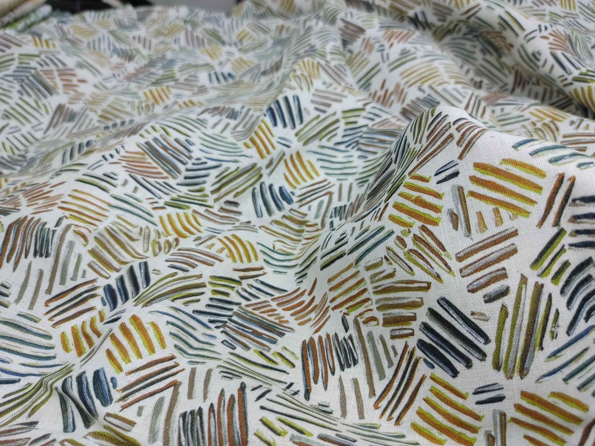 Abstract Print Hemp Fabric | Organic | 145gsm | 147cm Wide | GOTS Certified-2