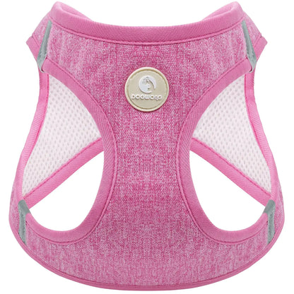 DOGWONG Step-in Air Dog Harness - Cotton Hemp Mesh Step in Vest Harness Pink GOG Harness for Small and Medium Dogs