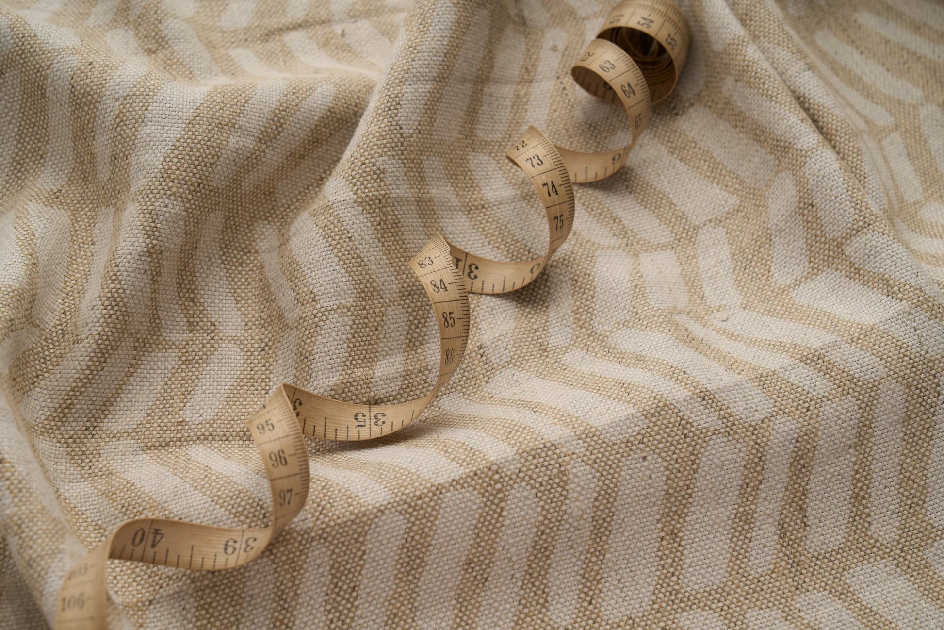 Eco Friendly Hemp Fabric with Modern Chevron Print for Curtains & Cushions - GOTS Certified, 240gsm, 147cm Wide - By the Metre-1