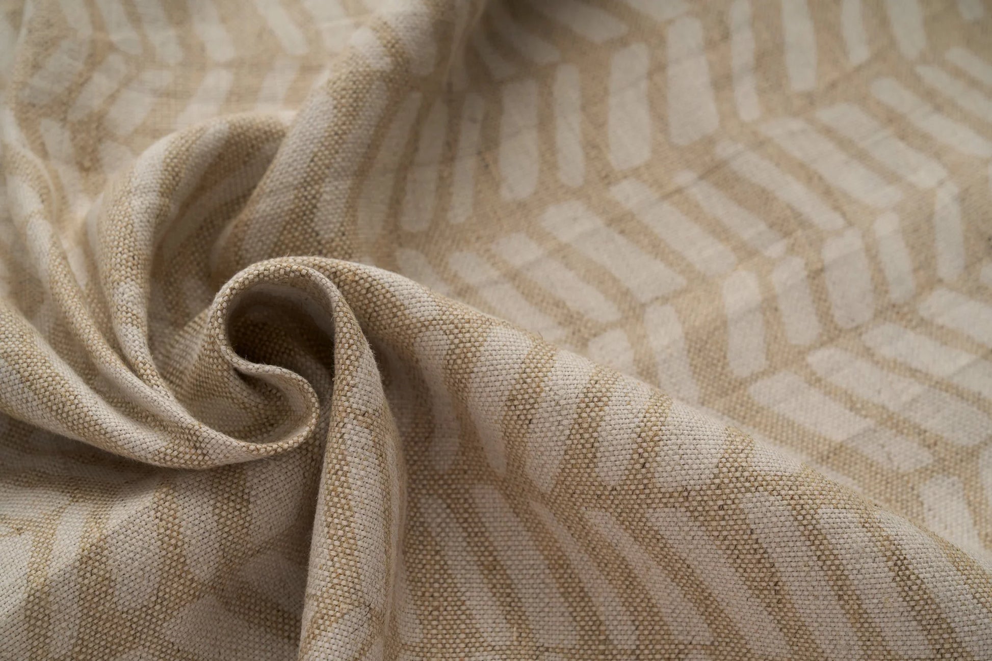 Eco Friendly Hemp Fabric with Modern Chevron Print for Curtains & Cushions - GOTS Certified, 240gsm, 147cm Wide - By the Metre-0