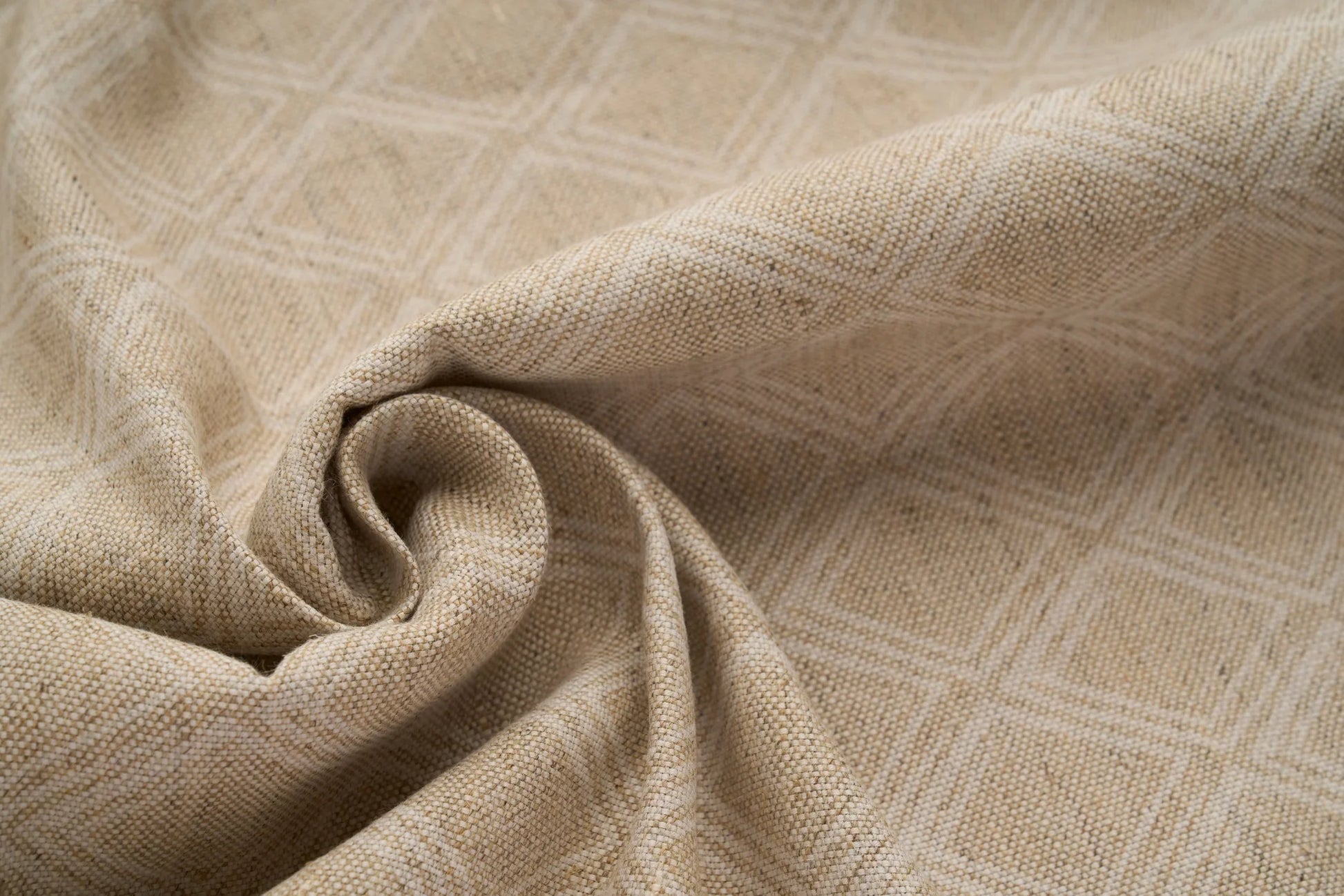 Eco Friendly Hemp Fabric with Diamond Pattern for Curtains & Cushions - GOTS Certified, 240gsm, 147cm Wide - By the Metre-0