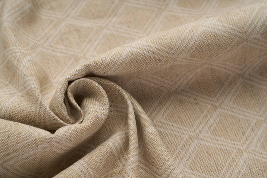 Eco Friendly Hemp Fabric with Diamond Pattern for Curtains & Cushions - GOTS Certified, 240gsm, 147cm Wide - By the Metre-0