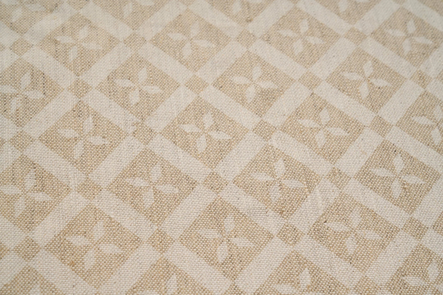 Eco Friendly Hemp Fabric with Floral Diamond Print for Curtains & Cushions - GOTS Certified, 240gsm, 147cm Wide - By the Metre-2
