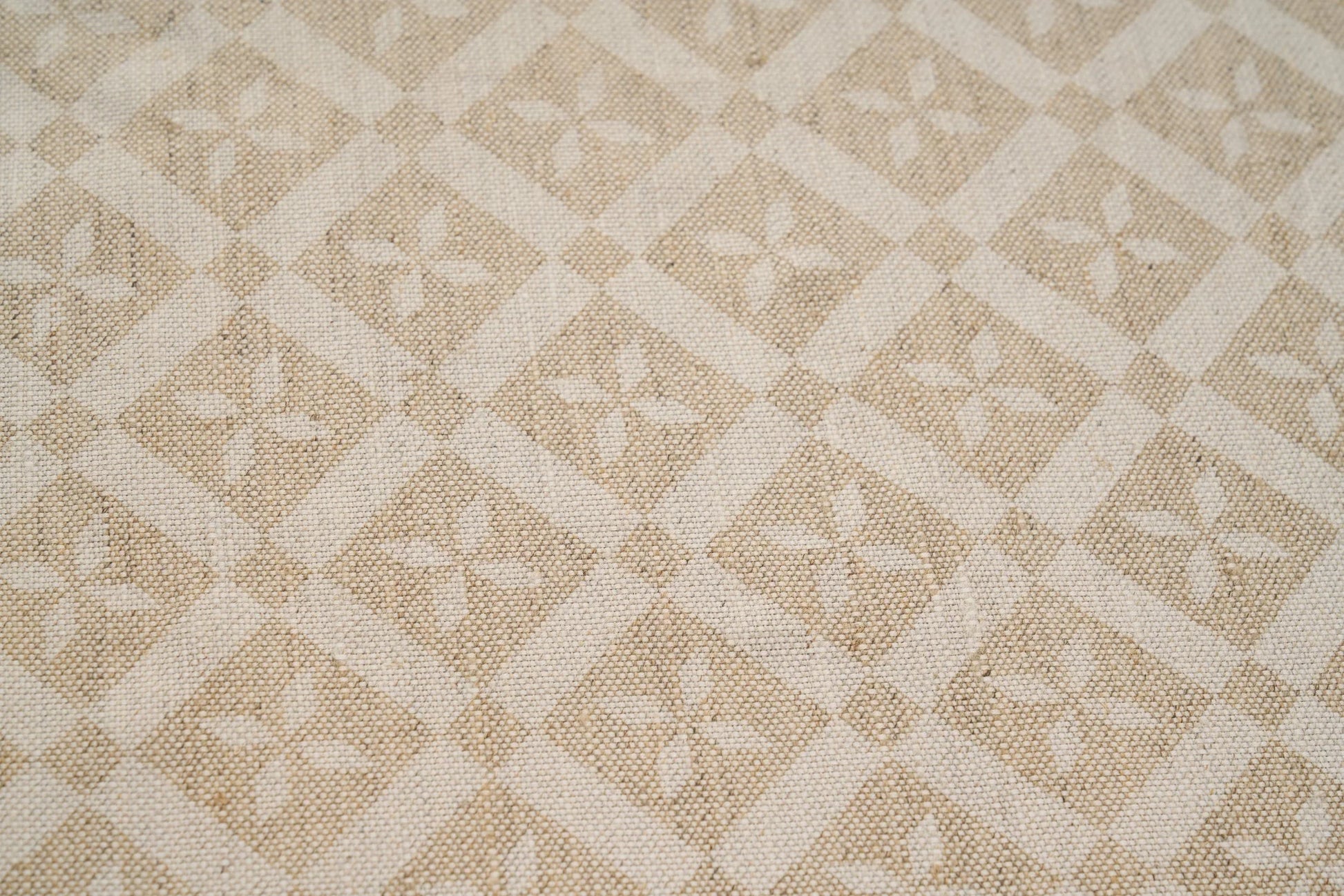 Eco Friendly Hemp Fabric with Floral Diamond Print for Curtains & Cushions - GOTS Certified, 240gsm, 147cm Wide - By the Metre-2