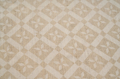 Eco Friendly Hemp Fabric with Floral Diamond Print for Curtains & Cushions - GOTS Certified, 240gsm, 147cm Wide - By the Metre-2