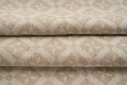 Eco Friendly Hemp Fabric with Floral Diamond Print for Curtains & Cushions - GOTS Certified, 240gsm, 147cm Wide - By the Metre-3