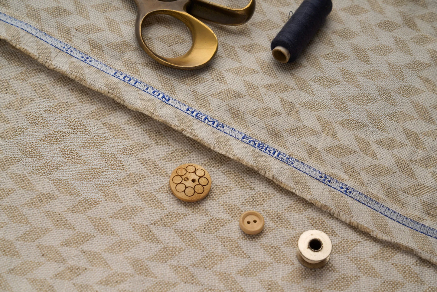 Eco Friendly Hemp Fabric with Modern Trellis Pattern for Curtains & Cushions - GOTS Certified, 240gsm, 147cm Wide - By the Metre-2