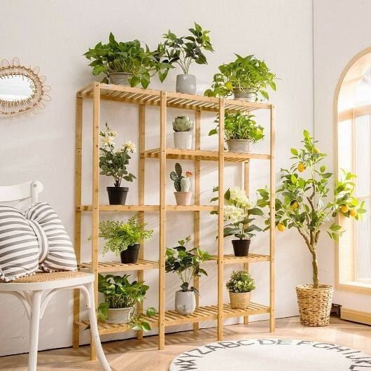 Multifunctional Bamboo Shelf Storage Organizer Rack-0