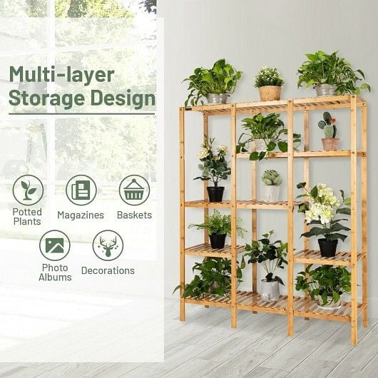 Multifunctional Bamboo Shelf Storage Organizer Rack-1