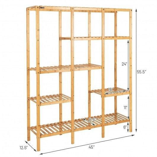 Multifunctional Bamboo Shelf Storage Organizer Rack-3
