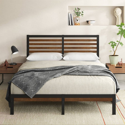 King Size Eco Friendly Bamboo Metal Platform Bed Frame-0