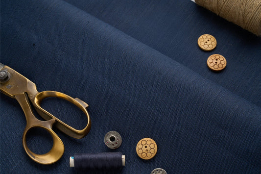 Navy Blue Hemp Fabric | Organic | 240gsm | 147cm Wide | GOTS Certified | Curtains & Clothing-0