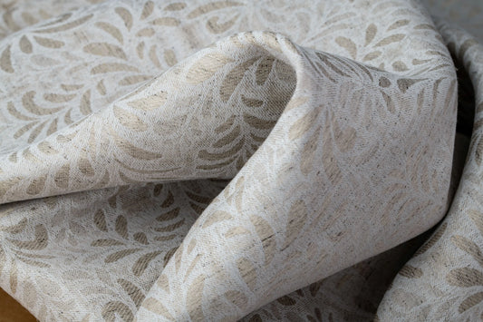 Organic Hemp Fabric - Floral Jacquard | Natural | Textured Weave | 145gsm-0