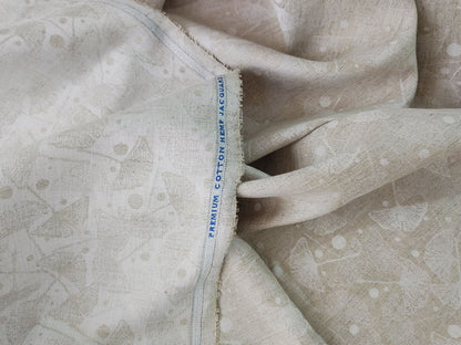 Ginkgo Leaf Jacquard Hemp Fabric | Natural | Organic | 145gsm | 147cm Wide-1