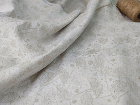Ginkgo Leaf Jacquard Hemp Fabric | Natural | Organic | 145gsm | 147cm Wide-0