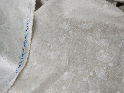 Ginkgo Leaf Jacquard Hemp Fabric | Natural | Organic | 145gsm | 147cm Wide-3