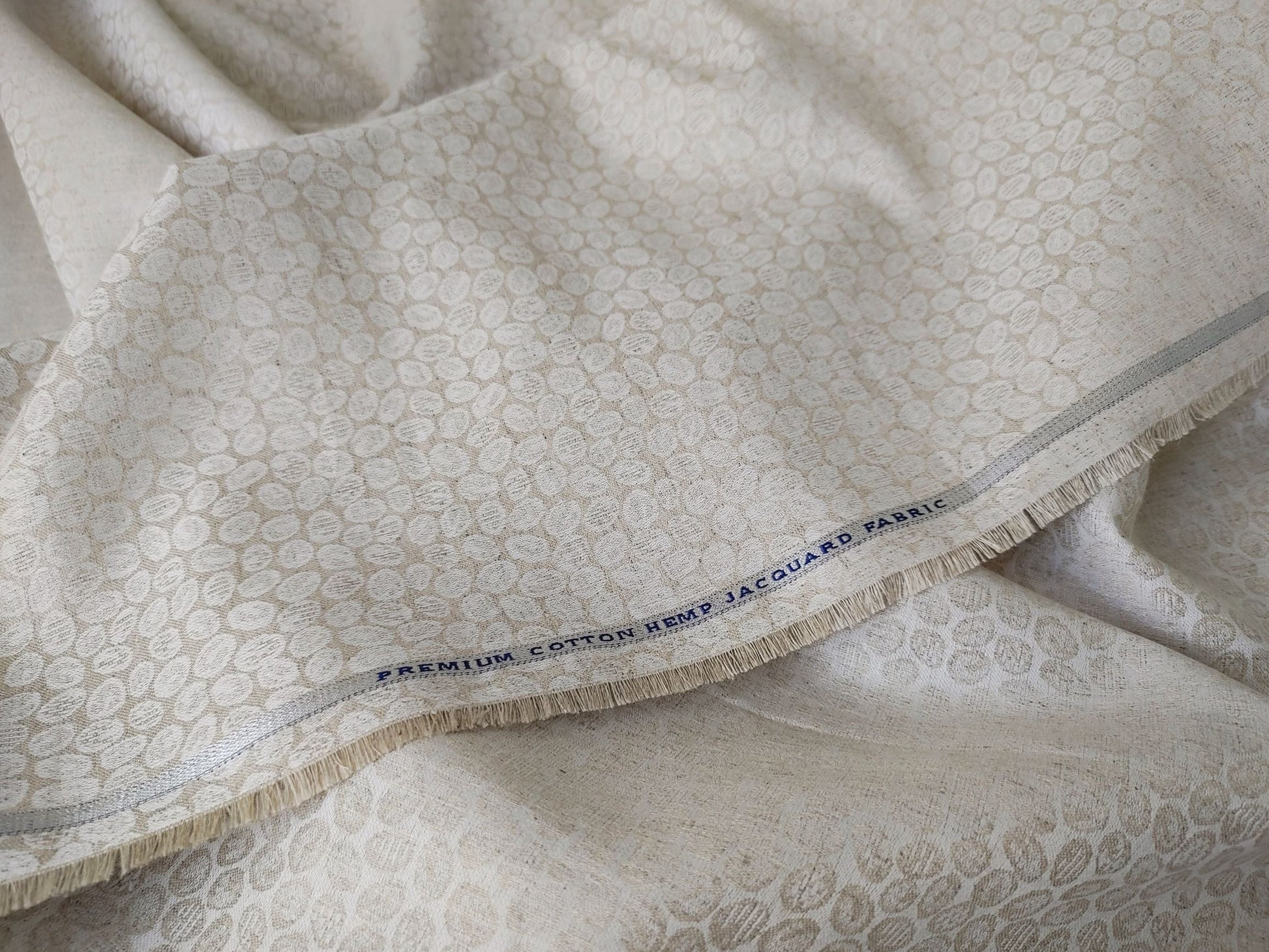 Organic Hemp Fabric - Natural | Small Stones Jacquard | 145gsm | Textured Weave-3