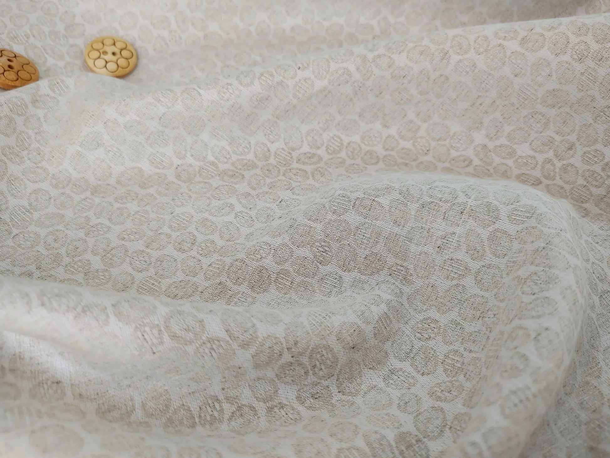 Organic Hemp Fabric - Natural | Small Stones Jacquard | 145gsm | Textured Weave-2