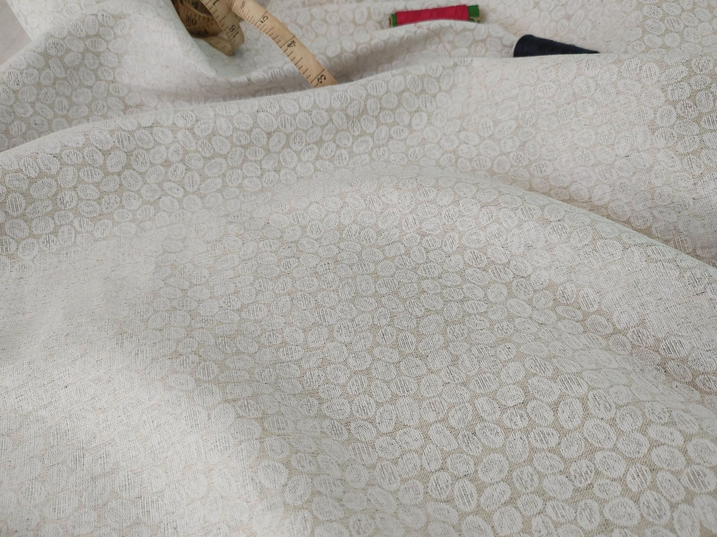 Organic Hemp Fabric - Natural | Small Stones Jacquard | 145gsm | Textured Weave-0